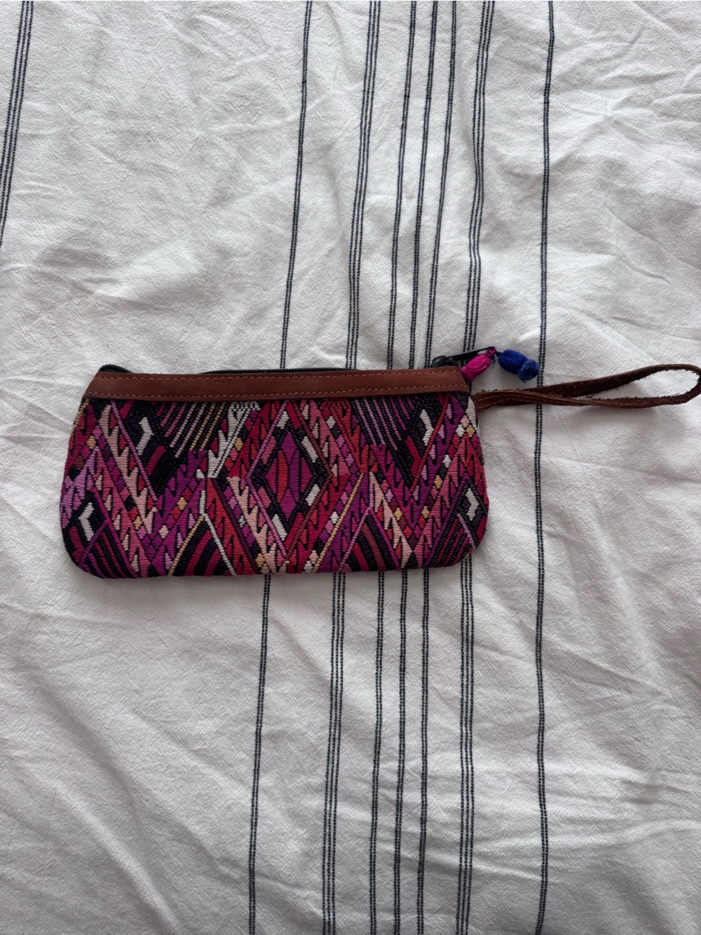 Handwoven Pink Patterned Wristlet Clutch